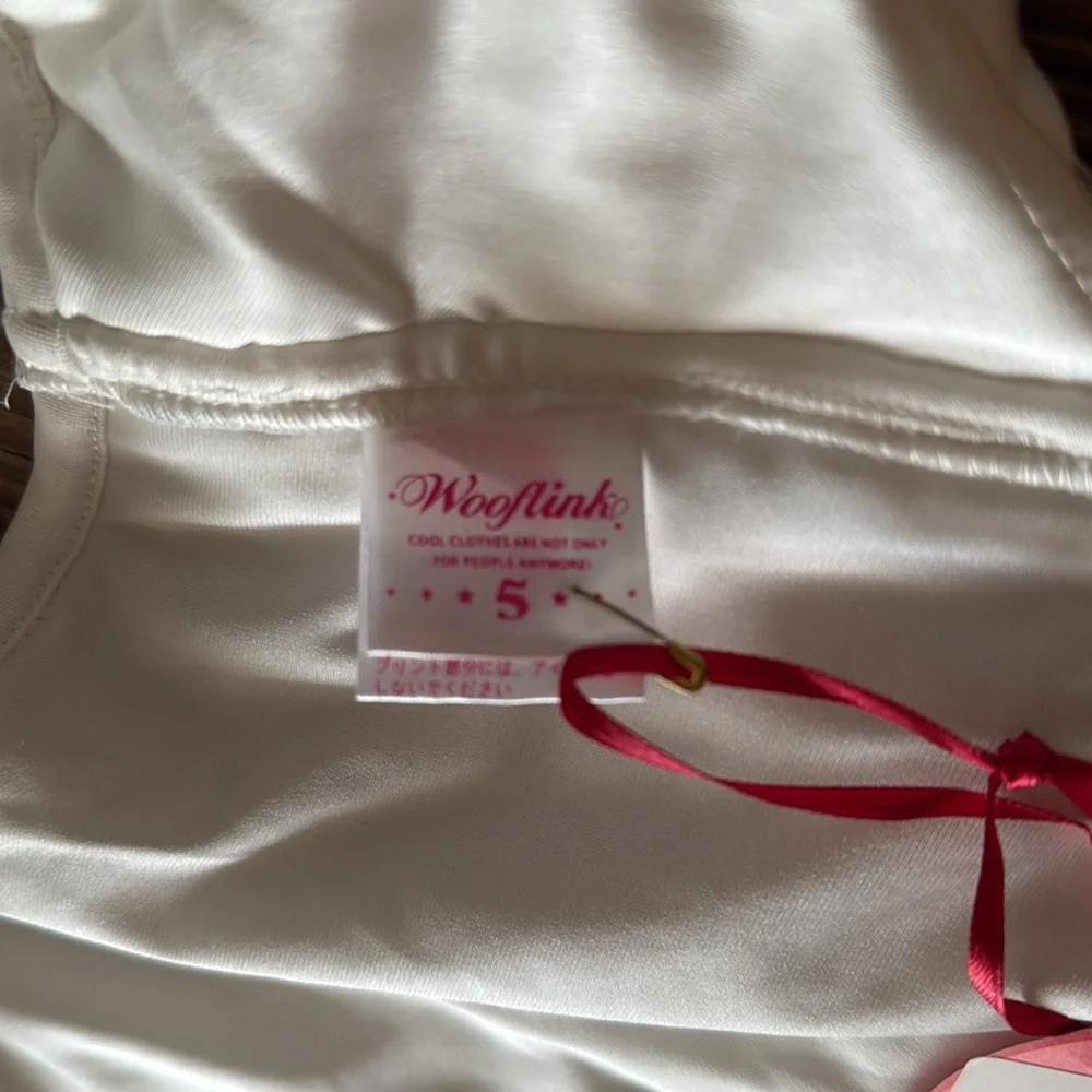 White and Pink Princess Dog Coat by Wooflink Size 5